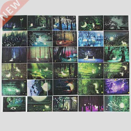 0pcs Vintage Luminous Postcard Glow In The Dark Forest Stre