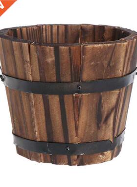 New Retro Round Wooden Flower Pots Planter Barrel Home