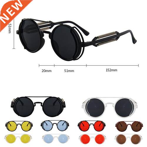 Punk Steampunk Sunglasses Retro Men's Brand Designer Round P