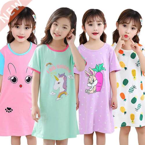 Unicorn Cotton Nightdress Little Teen Girl Pajamas Dresses C