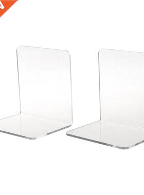 2Pcs Clear Acrylic ookends L-shaped Desk Organizer Desktop