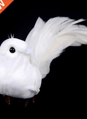 Cute Doves Decoratve Artfcal Foam Feather Mn Whte