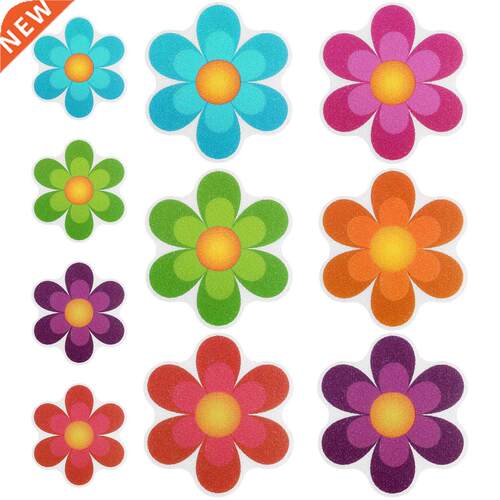 TOPBATHY 10pcs Colorful Flower Anti-Slip Self-adhesive