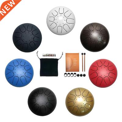 Steel Tongue Drum Set 6 Inch 8 Tune Handpan Drum Pad Tank wi