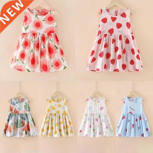 Grls Summer Dress Sleeveless Cute Cartoon Prnt Kds Dresse