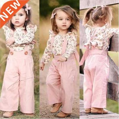 2PCS Toddler Kids Baby Girl Winter Clothes Floral Tops+Pants