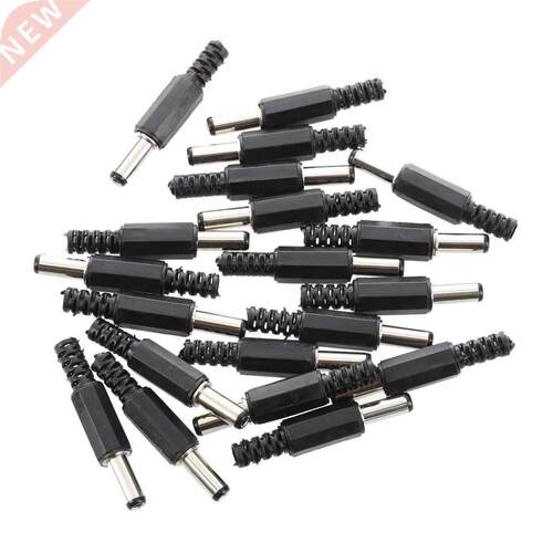 20 Pcs Black 2.5mm x 5.5mm DC Power Male Plug Jack Adapter