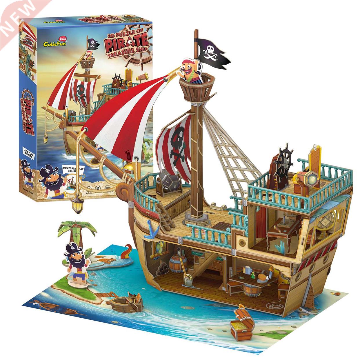 CubicFun D Puzzles 157 Pieces Pirate asure Ship Sailing Boa