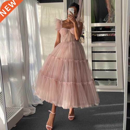 Sevintage Simple Light Pink Short Prom Dresses Spaghetti Str