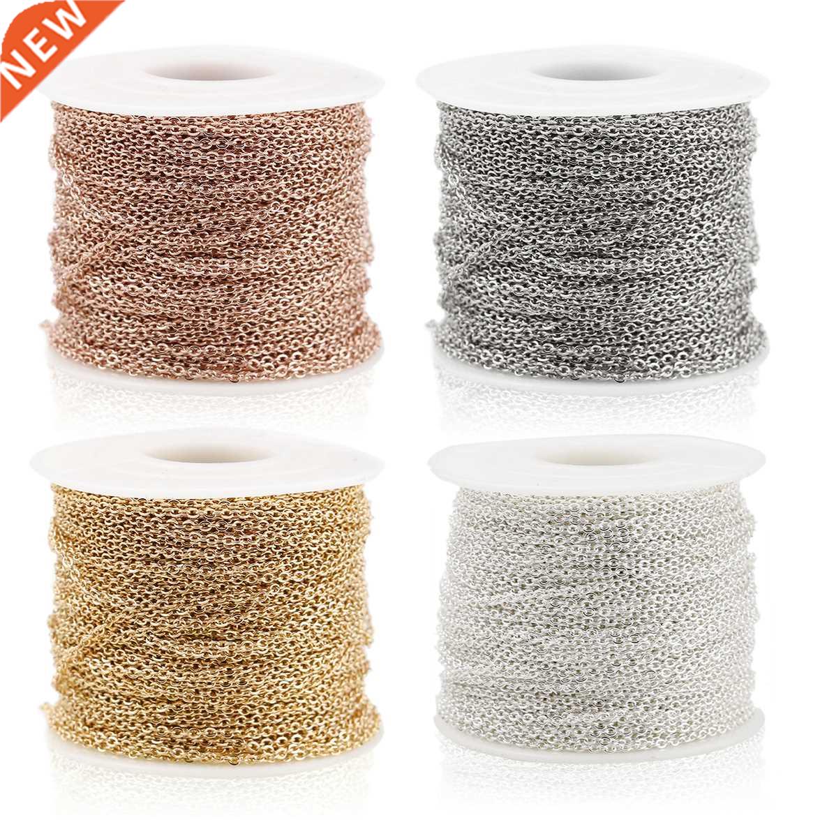 Aiovlo 2m/lot Stainless Steel Cable Chain Bulk for Silver Ro