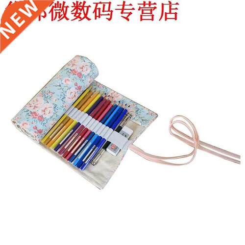 Canvas Pencil Wrap, Pencils Roll Pouch Case Hold For 48 Colo