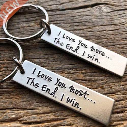 ? I Love You More car key ring the End I Win keychain valent
