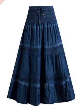 Casual Jeans Skirts Women's Denim Maxi Skirt Elastic High Wa