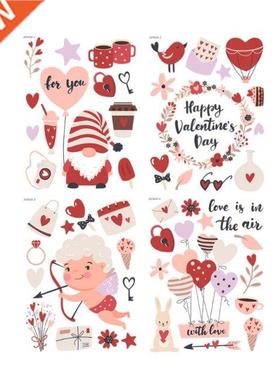 4 Sheets Hppy Vlentine's Dy Window Clings Gnome Window De