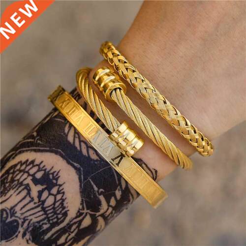 Titanium Steel Bracelet Set Punk Style Men Boy Roma Bracelet