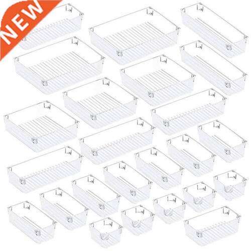 24Pcs Desk Drawer Organizer Set 5-Size Versatile Vanity And