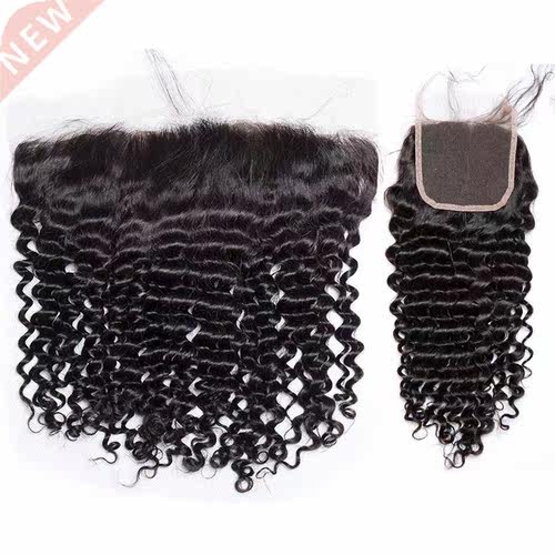 4x4 Lace Closure Curly Wave Brazilian Deep Wave Curly Fronta
