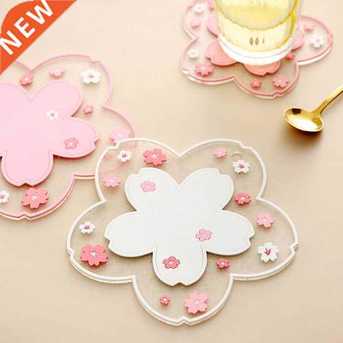 Silicone Cherry Blossom Heat Table Mat Tea Coffee Drink Cup