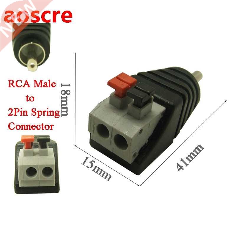 50pcs free shipping Phono RCA male plug RCA to 2pin spring