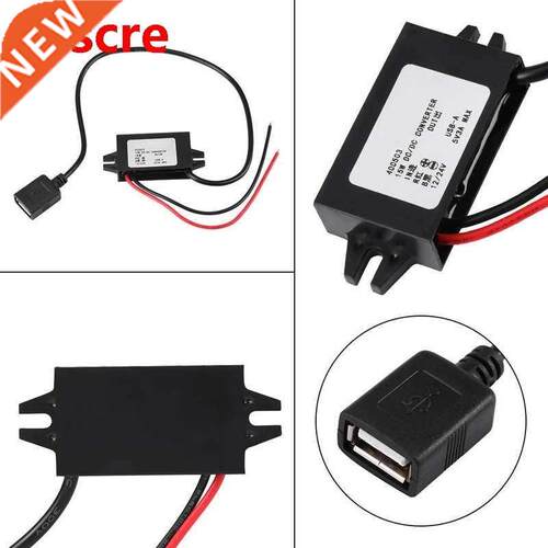 1pc Black 12 V To 5 V Converter Inverter 15W Voltage USB Ada