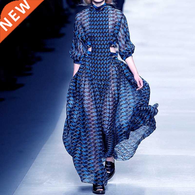 Runway Dresses Hollow Out Waist Floor Length Party Dress