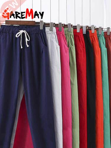Women Casual Long Ankle Length Trousers 2022 Summer Autumn E