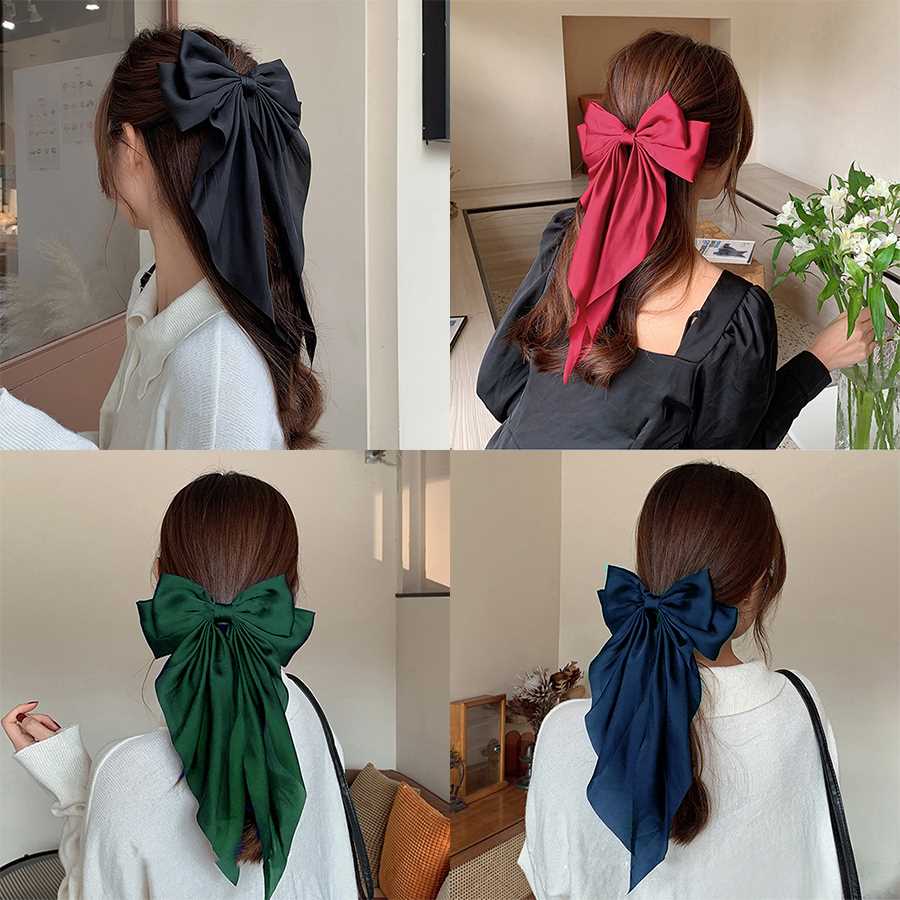 New Women Large Bow Hairpin Summer Chiffon Big Bowknot ain