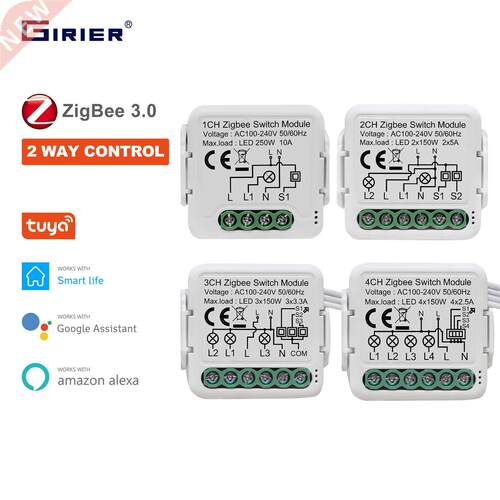 ZigBee 3.0 Switch Module 10A Smart Home DIY Breaker 1 2 3 4