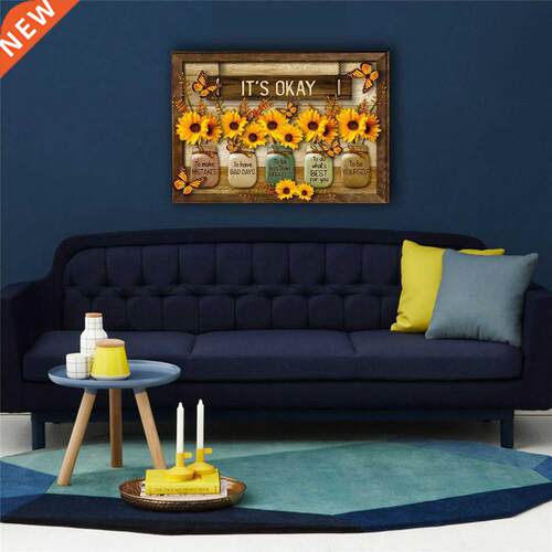 Vintage Art Exquisite Butterfly Sunflower Mural Creative