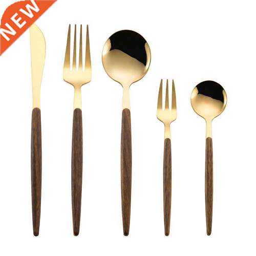 5PCS Stainless Steel Dinnerware Set Dessert Cake Forks Break