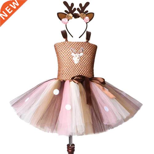 Brown Deer Tutu Dress for Girls Christmas Halloween Costume