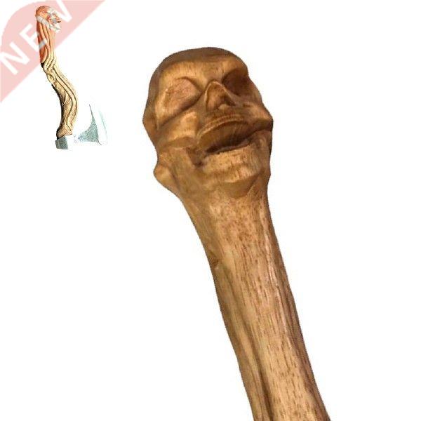 Carved Skull Hatchet Handle 18 Inch Genuine Wood Axe Handle