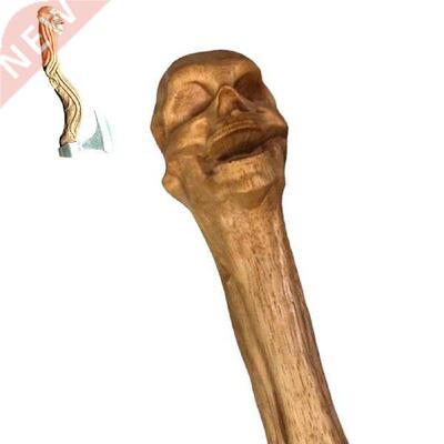 Carved Skull Hatchet Handle 18 Inch Genuine Wood Axe Handle