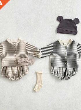 2021 Autumn New Baby Boy Outfit Long Sleeve Tops Striped Jac