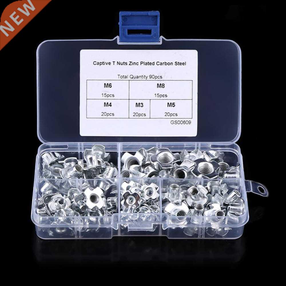 90pcs T Nuts M3/M4/M5/M6/M8 Four Pronged T Nuts Blind Insert