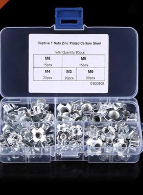 90pcs T Nuts M3/M4/M5/M6/M8 Four Pronged T Nuts Blind Insert