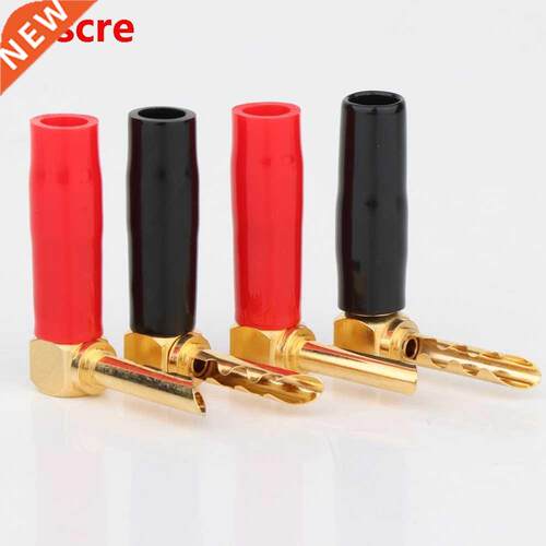 8PCS BA1448 Right Angle 4mm Banana Plug Audio Speaker Cable
