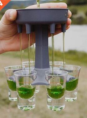 6 Shot Plastic Dispenser Holder Wine Pourers Whisky Beer