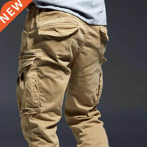 Ankle Length Jogging Pants Men Denim Cotton Pockets Elastic