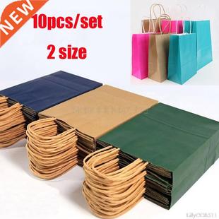 10Pcs/lot Color Kraft Paper Bag With Handles ival Gift B