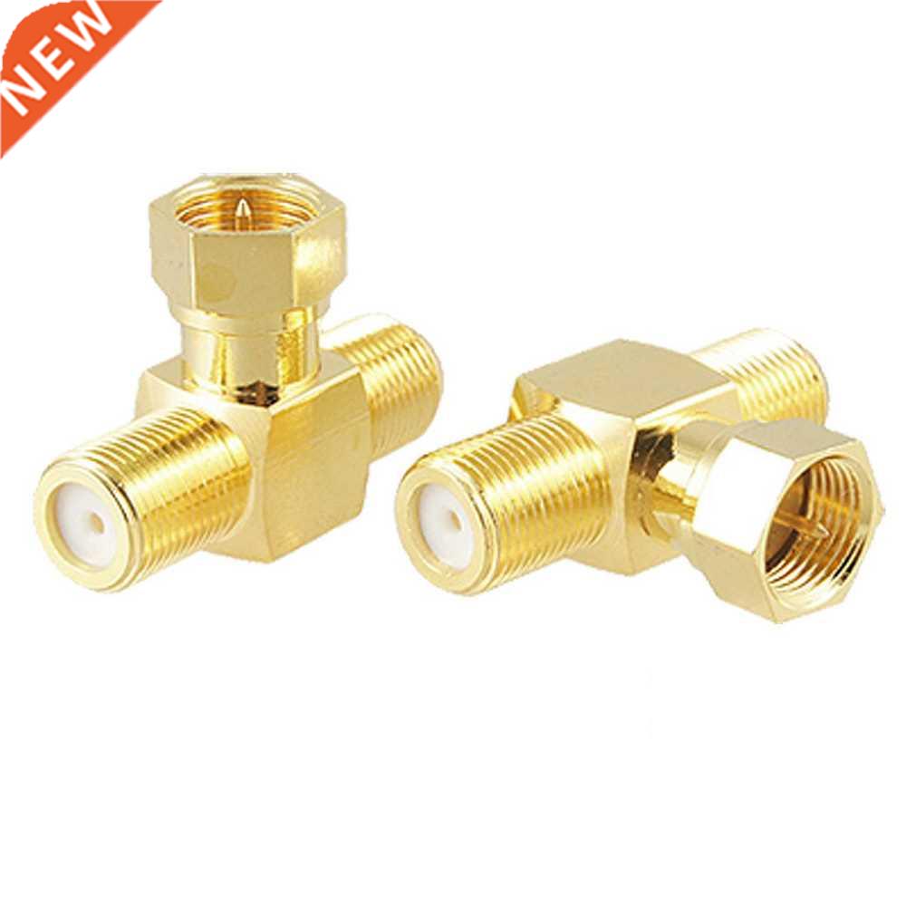 2pcs T shape FType F 1 Male to F 2 Female RF Adapter Connec