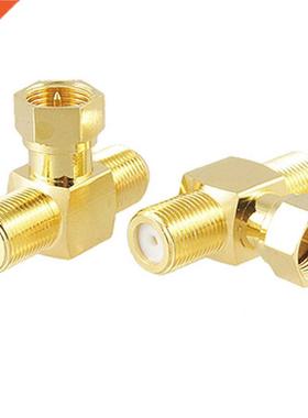 2pcs T shape FType F 1 Male to F 2 Female RF Adapter Connec