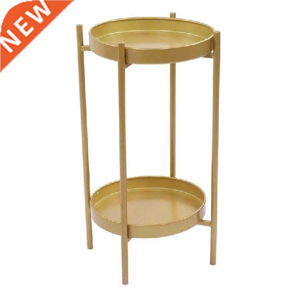 2 Tier Metal Plant Stand Anti Rust Coating 50x25cm Gold
