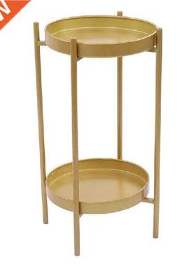 2 Tier Metal Plant Stand Anti Rust Coating 50x25cm Gold