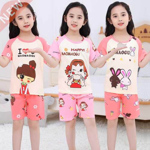The New Casual Kids Short Sleeve Pajama Set Children Clothin