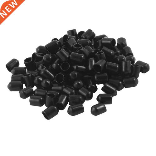 100 Pcs 6mm Inner Dia Round Tip Black PVC Insulated End Caps