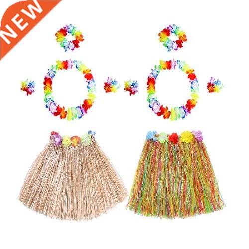 Hawaiian Garland Hula Skirt Dance Party Costume Set