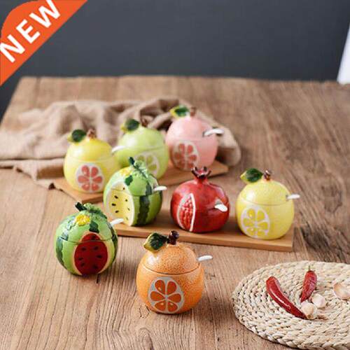 Fruit Shaped Ceramic Sugar Bowl Salt Pot Pepper Storage Jar