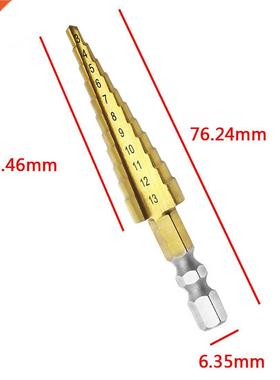 Titanium Coated Stepped 3-13mm Hexagonal Handle HSS Power To