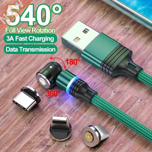540 Degree Roating Magnetic 3A Micro USB Type C Phone Fast c